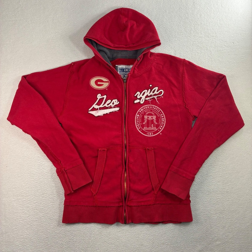 Y2K‎ Georgia Bulldogs Full Zip Hoodie Men L Red Distressed Jacket J America